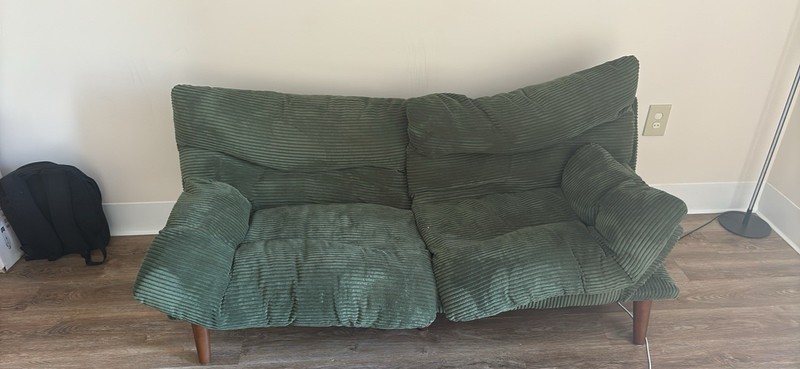 Pipishell 66in Corduroy Futon Sofa Bed Green Convertible Adjustable, 3-Seat