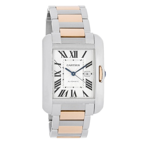 Cartier Tank Anglaise Women's Silver Dial 18K Links Automatic Watch W5310019