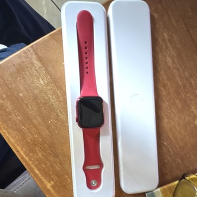 Apple Smart Watch 44mm Red Aluminum Case Red Silicone Band Touchscreen