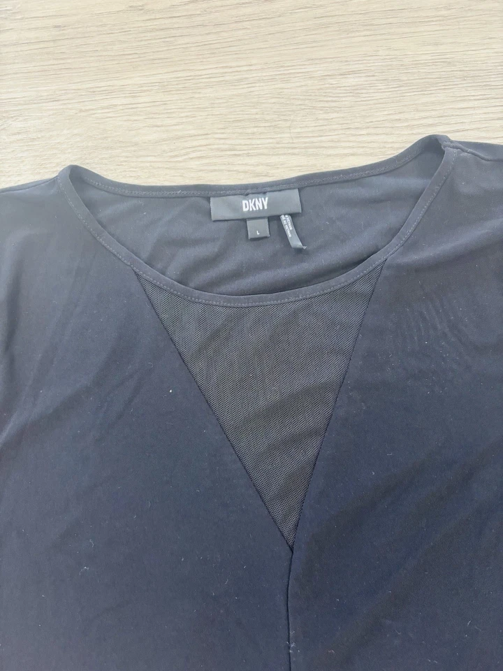 DKNY Women’s Elegant Black Mesh Long Sleeve Top Size L - Image 2 of 4