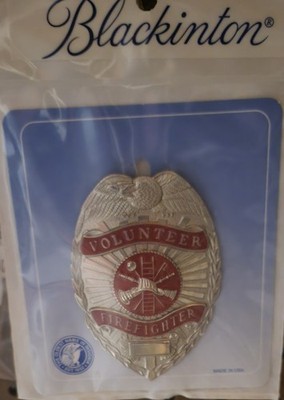 Volunteer Firefighter Badge Silver finish Blackinton  Made in the USA