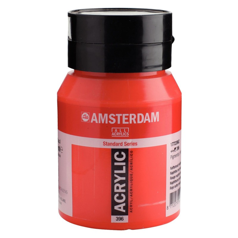 Peinture acrylique Rouge Naphtol Moyen 396 Amsterdam haute opacité 500ml