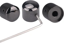 Gutahare-3Pcs Guitar Knobs Black Nickel Metal Volume Tone 6Mm Dome Speed Control