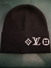 Louis Vuitton Monogram Embroidered Black Wool Beanie SS25 VG WO Box