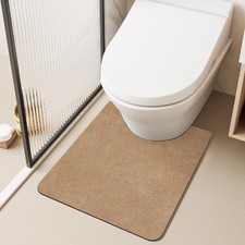Thin Toilet Rug U Shaped Washable Non Slip Quick Dry Low Pile 20x24 Inch Camel