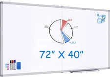 Magnetic White Board Dry Erase Board for Wall，72" X 40" Wall-Mounted Aluminum Fr