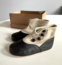 Antique Child Leather Victorian Edwardian Button High Shoes Boots Unworn Vintage