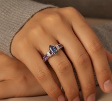 Oval Purple Ring Sterling Silver Ring 6