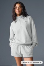 Alo Yoga Accolade 1/4 Zip Pullover GREY SMALL UNISEX