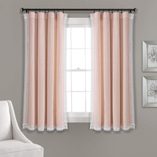 Lush Decor Rosalie Light Filtering Window Curtain Panel Set- Pair- Vintage Farmh