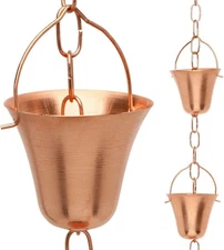 Copper Rain Chain – Decorative Chimes & Cups Replace Gutter Downspout &... 