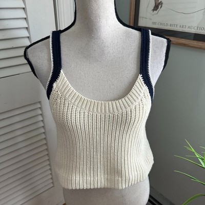 3.1 Phillip Lim Top Womens Medium Cream Sweater Knit Tank Minimalist Tennis Prep