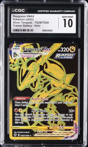 2022 POKÉMON SILVER TEMPEST TRAINER GALLERY HOLO RAYQUAZA VMAX CGC 10 GEM MINT