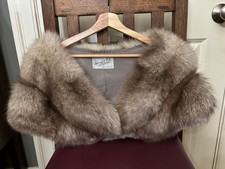 Vintage Blue Fox Fur Stole Shawl Wrap