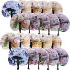 20 Pieces of Chinese Handheld Folding Paper Fan Asian Decor for Party Decoration