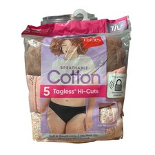 Hanes Women's 5-Pack Hi-Cuts Brief Underwear Pink Brown White Size Large L 7 New