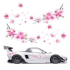 2 Pcs Cherry Blossom Vinyl Car Sticker, Car Flower Decals, Pink Sticker for