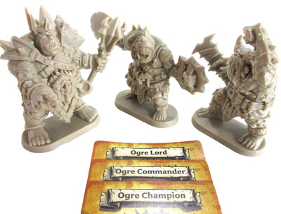 HeroQuest: OGRE LORD, CHAMPION & COMMANDER Minis & Cards NEW!!