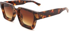 Retro Square Sunglasses for Men and Women Thick A04 Tortoise Brown Lens