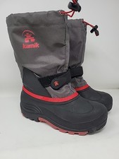 Kamik Kids Rocket Insulated Winter Boots,Charcoal/Flame, Size 4