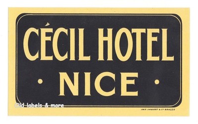 x0301 Cécil Hotel NICE Côte d Azur France luggage label Kofferaufkleber - IMBERT