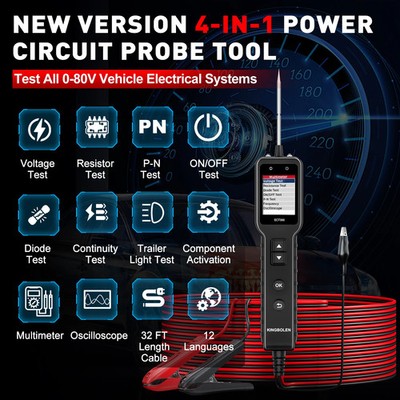KINGBOLEN ECT300 Universeller Auto-Stromkreisprüfer 0V-80V Widerstandstest