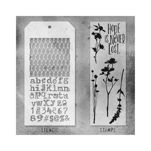 Tim Holtz Mixed Media Stamps & Stencil - THMM121