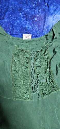 HolyClothing Green Embroidered Lace-Up Maxi Dress Plus Size 4X Puff Sleeve - Picture 2 of 4