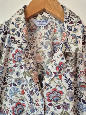 James Meade Tana Lawn Cotton Mabelle Floral Open Neck Shirt Size 18 100% Cotton