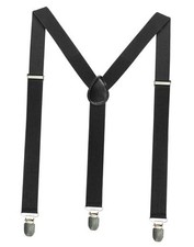 Solid Color Mens Suspender with 3 Strong Clips Adjustable Braces Black