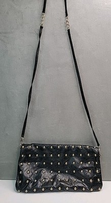 Joseph Charles Black Genuine SOFT Leather Studded Crossbody Purse/Clutch 