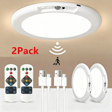 Rechargeable Motion Sensor Ceiling Light With Remote Wireless LED Lights 3 Color