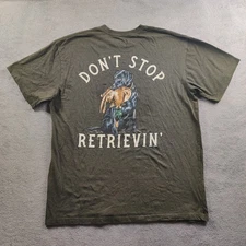 Bass Pro Shop Shirt Men XL Dark Green Short Sleeve Don't Stop Retrievin Labrador