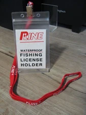 P-Line Waterproof Fishing License Holder Zip Lock Permit Case & Red Lanyard