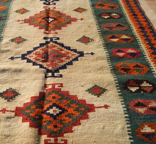 home decorative Kurdish vintage kilim handmade wool rectangle kilim rugs 4X6ft - Picture 3 of 4
