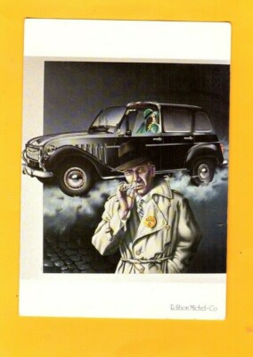 Schauspieler Humphrey Bogart & Automobil Renault 4L illustriert / MICHEL EDITION + Co