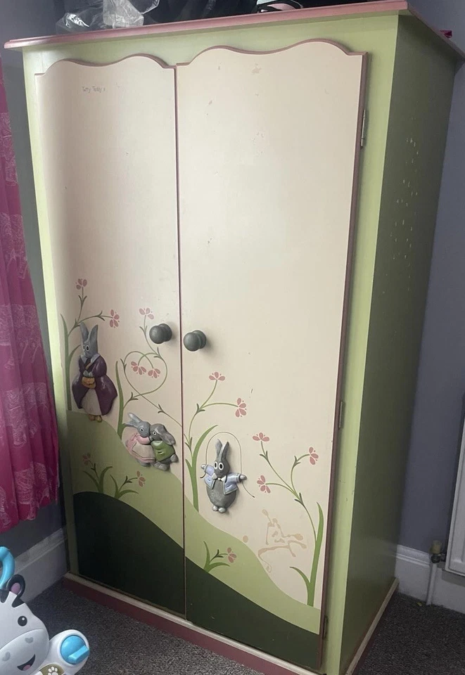 Girls Bedroom furniture set Peter Rabbit Handmade Wardrobe Side Table Bookcase - Image 2 of 4