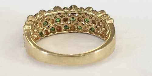 Solid 14K YELLOW GOLD LE VIAN TSAVORITE GREEN CHECKER BAND RING Size 6 3/4 - Picture 3 of 6