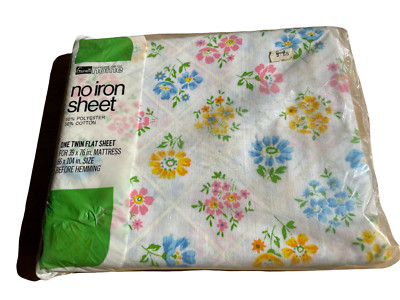 Vintage NOS Grants Home No Iron Sheet One twin flat sheet Floral Trellis 
