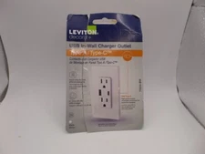 LEVITON T5633-BW 5A DECORA TYPE A & C USB CHARGER TAMPER RESISTANT OUTLET WHITE