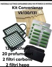 SACCHETTI FOLLETTO Vk130/131 + 20 PROFUMI+ 4 FILTRI KIT Qualità Top