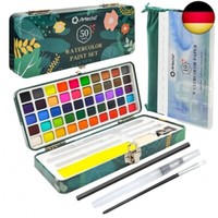 Aquarellfarben Set 50 Farben In Tragbarer Box Inklusive 4 Fluoreszierende,