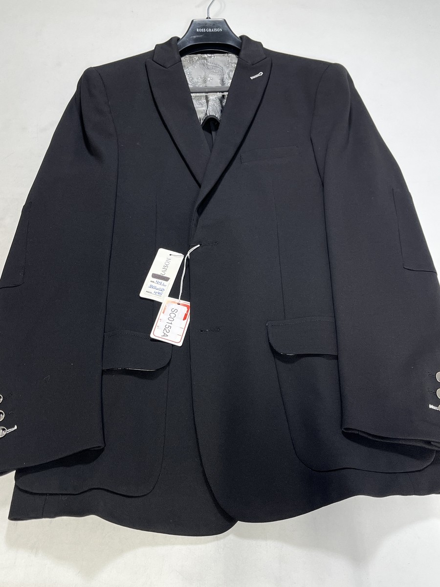 Mens Ross Graison Black Athletic Stretch Sports Coat 44L NEW