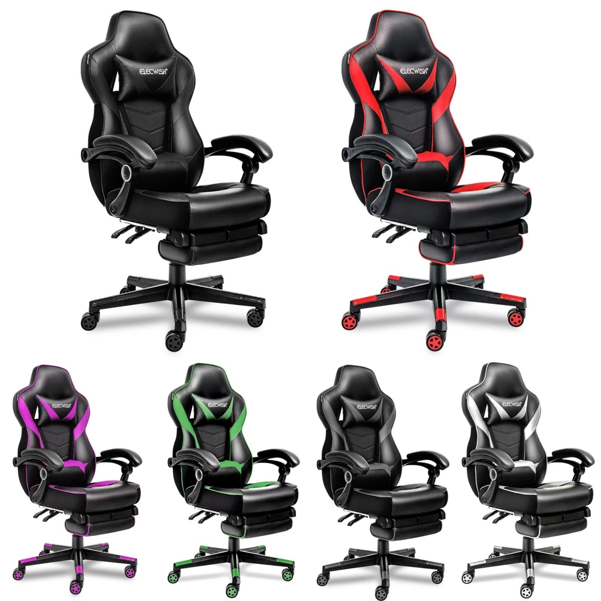 Gaming Racing[LUMBAR SUPPORT+FOOTREST]Chair Ergonomic Recliner Executive  Seat