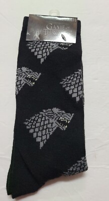 NEW HYP Game Of Thrones 1 Pair Black 6-12 Men s Crew Socks HBO tv show Novelty