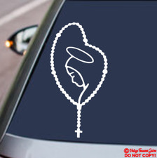 ROSARY VIRGIN MARY Vinyl Decal Sticker Car Window Wall Bumper CHRISTIAN PRAY GOD