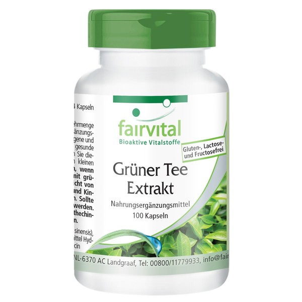 GrüNer Tee Extrakt 100 Kapseln, Hochdosiert - Vegan | Fairvital-image
