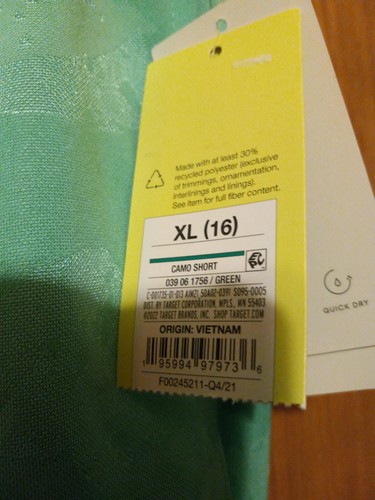 Nwt Boys Performance Gym Shorts By All in Motion. Sz XLarge (16 ) Green Camo - Picture 3 of 4