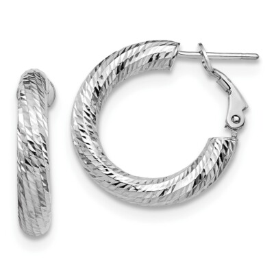 Echte 14kt 4x15 Weißgold Diamantschliff Runde Omega Back Creolen