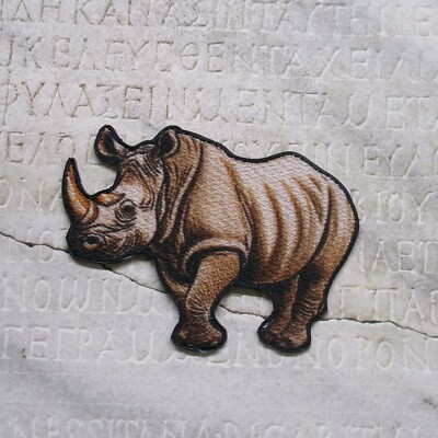 Rhino - Wild Animal - Zoo - Embroidered Iron On Applique Patch - Crafts, Africa